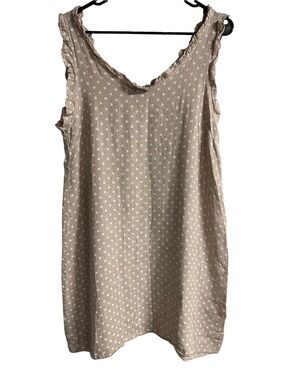 Stella Martini Made In Italy 100% Linen Polka Dot Dress Size Small
